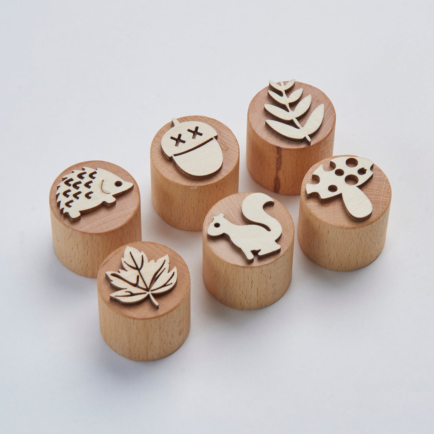 Round Wooden Playdough Stamps - Autumn Series (Set of 6)